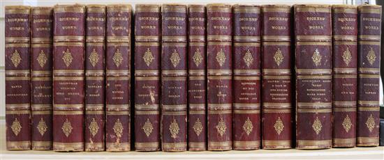 Dickens, Charles - The Works, 14 vols, 8vo, half morocco with marbled boards, Chapman and Hall, London, nd